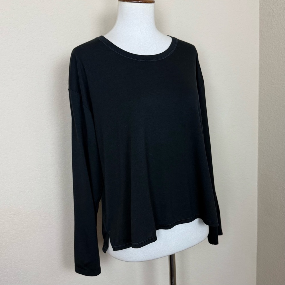 Johnny Was Calme Effect‎ Long Sleeve Black T-Shirt Women Size Large Lounge - Picture 6 of 13